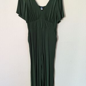Old Navy Forest Green V-Neck Jumpsuit